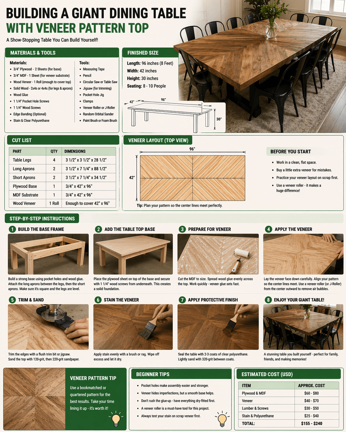 Building a giant dining table easy DIY woodworking plan